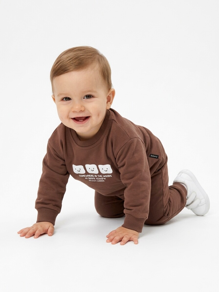 Pamuklu Sırt Figürlü Smile Detaylı Erkek Bebek 2li Takım - Görsel 5