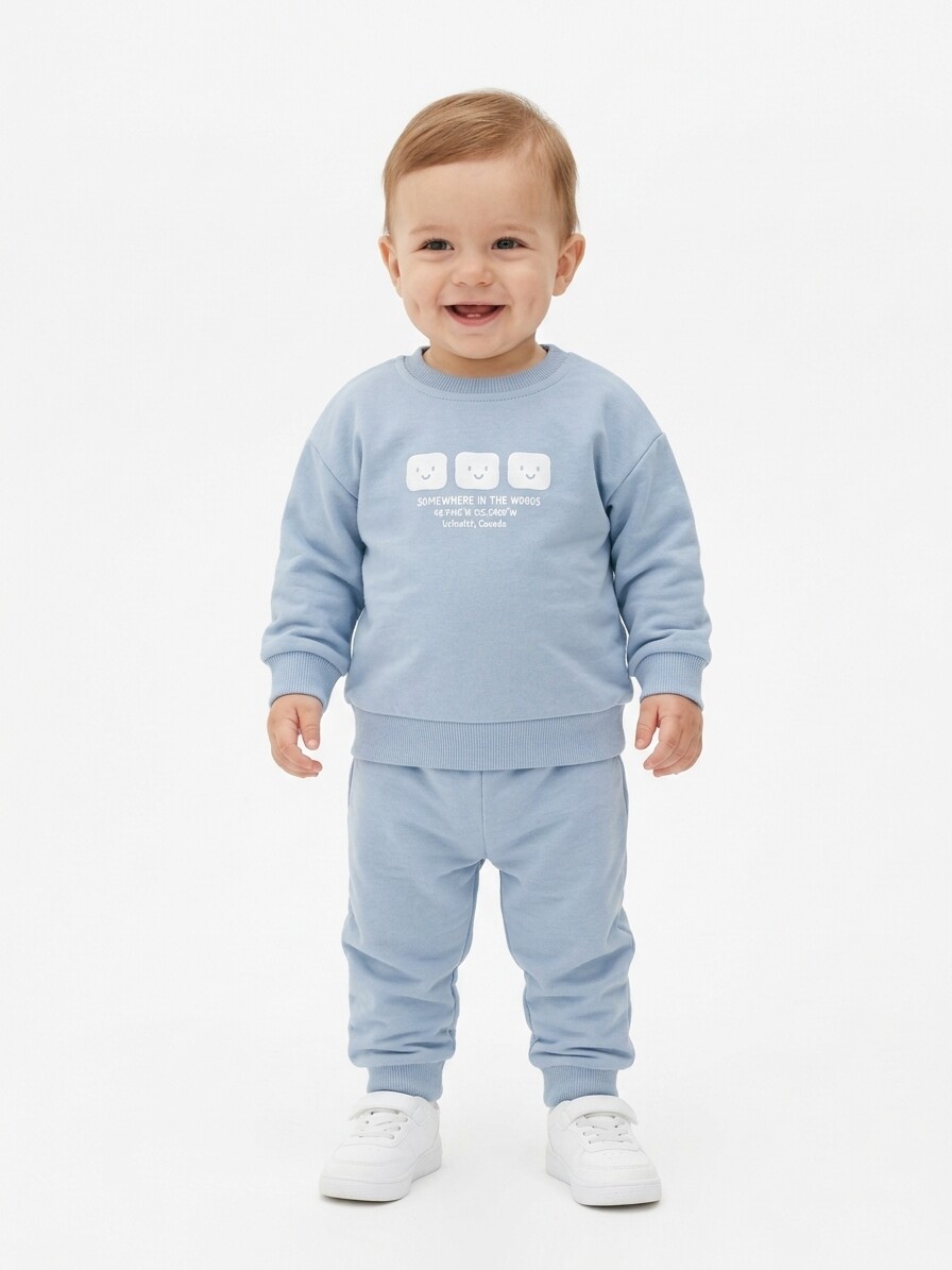 Pamuklu Sırt Figürlü Smile Detaylı Erkek Bebek 2li Takım - Görsel 5