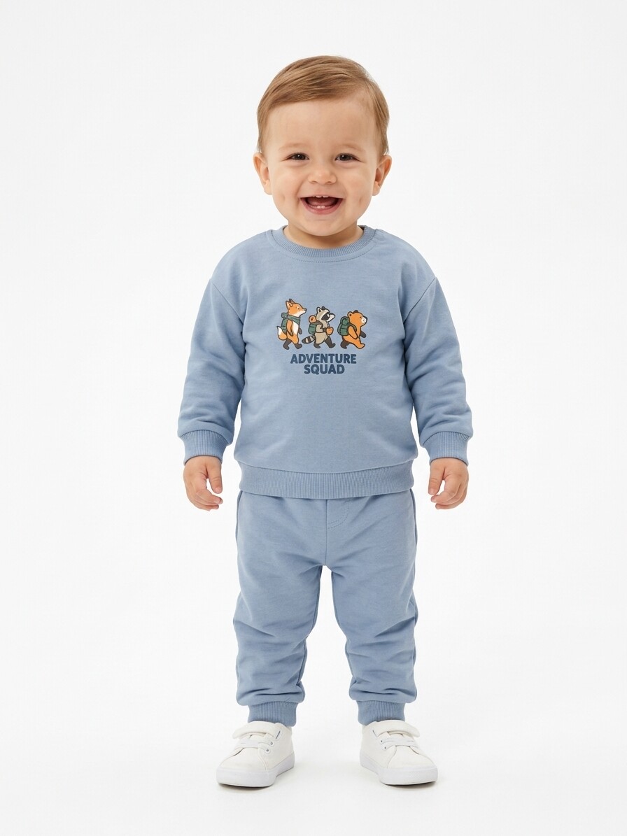 Pamuklu Sırt Figürlü Smile Detaylı Erkek Bebek 2li Takım - Görsel 4