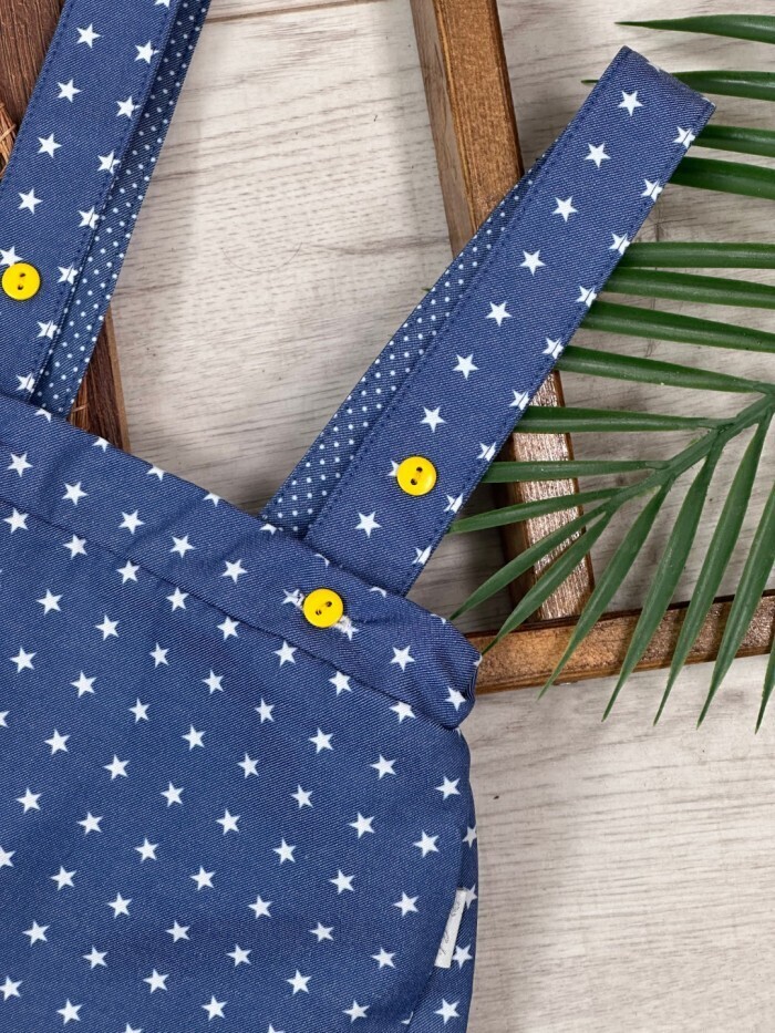 Yazlık Omuzdan Çıtçıtlı Salopet Tulum 2li Badili Erkek Bebek Takım - Görsel 4