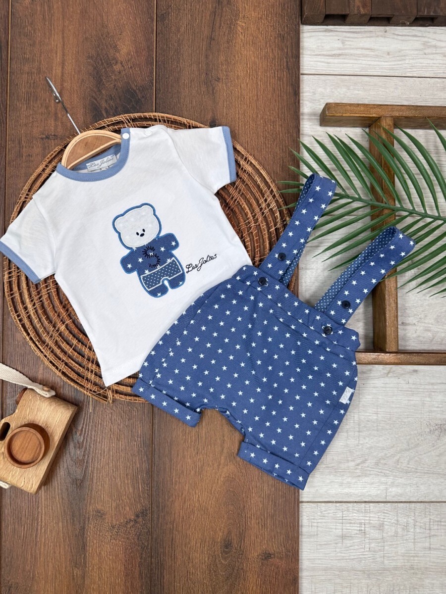 Yazlık Omuzdan Çıtçıtlı Salopet Tulum 2li Badili Erkek Bebek Takım