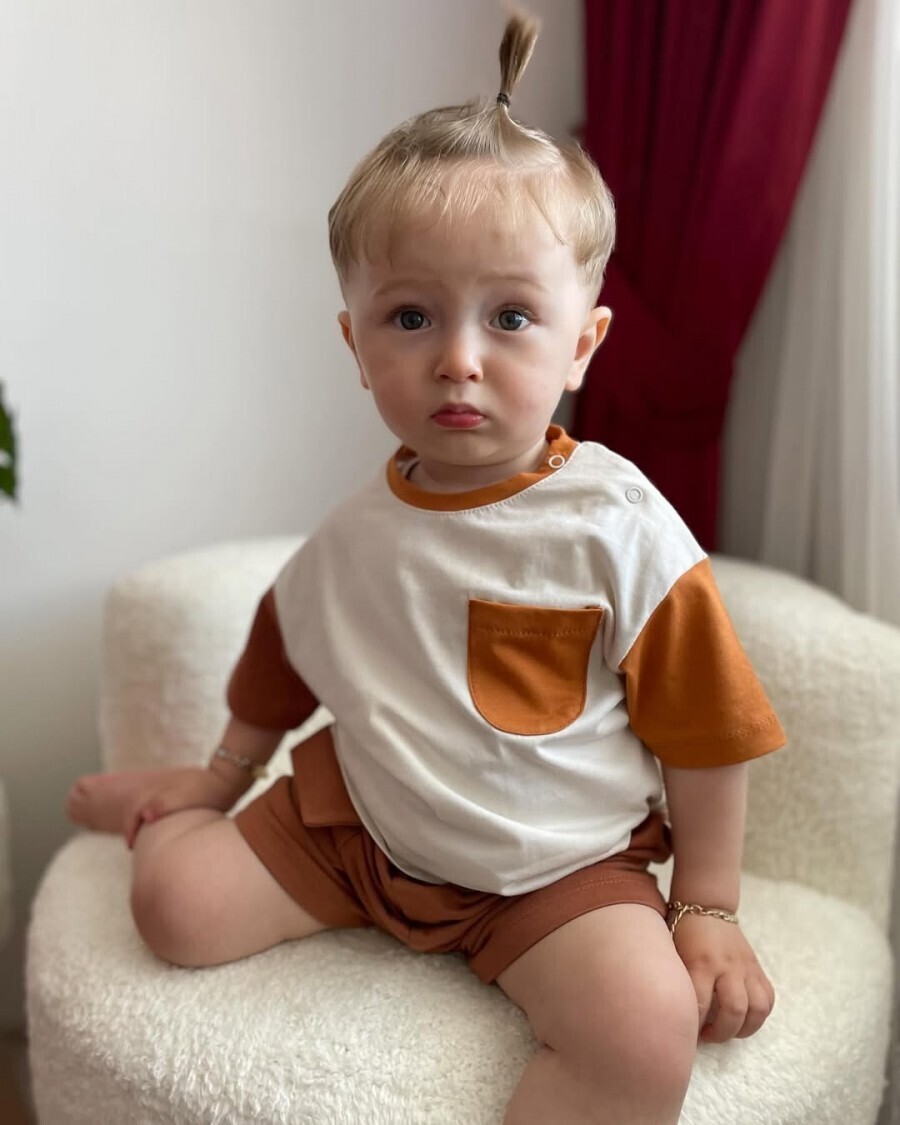 Cep Detaylı Yazlık 2li  Erkek Bebek Şortlu  Takım