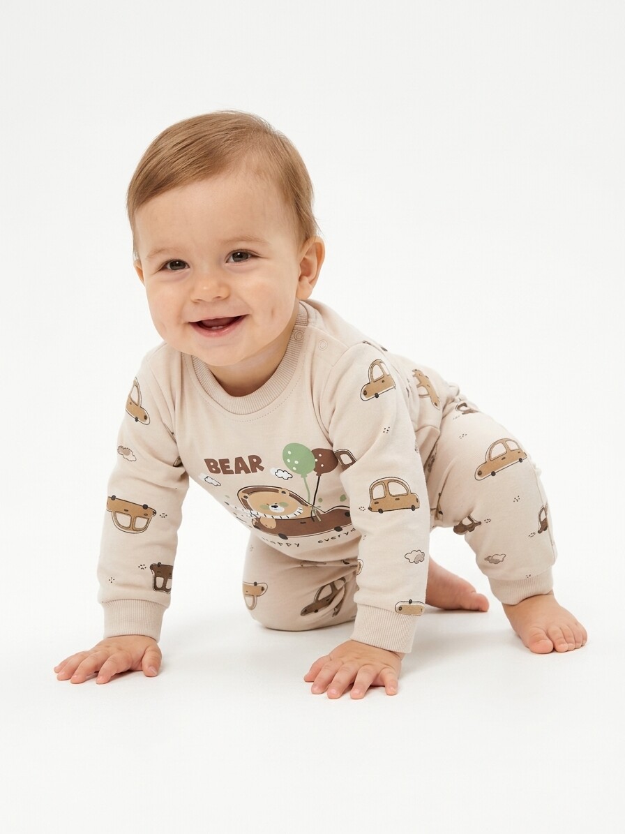 Pamuklu Yumuşak Dokulu Erkek Bebek Pijama Takımı - Görsel 2