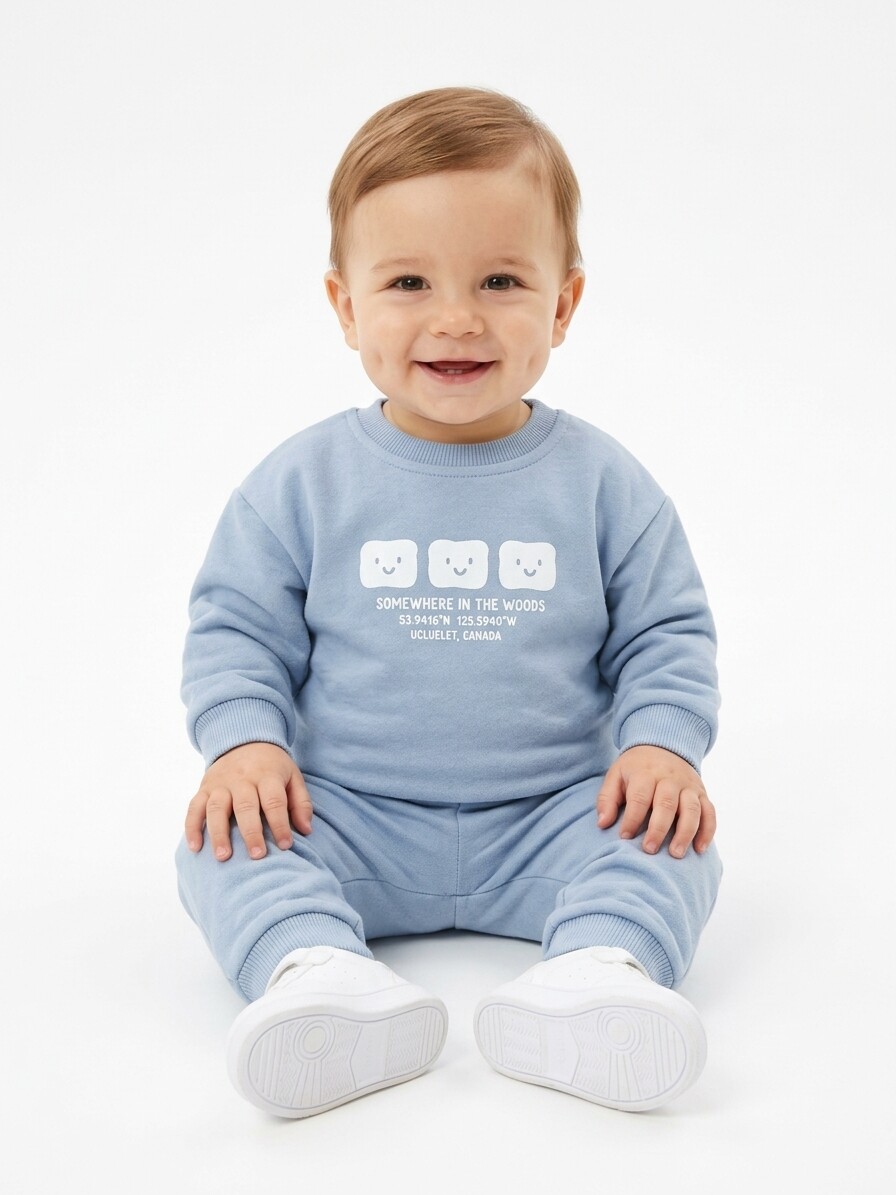 Pamuklu Sırt Figürlü Smile Detaylı Erkek Bebek 2li Takım - Görsel 2