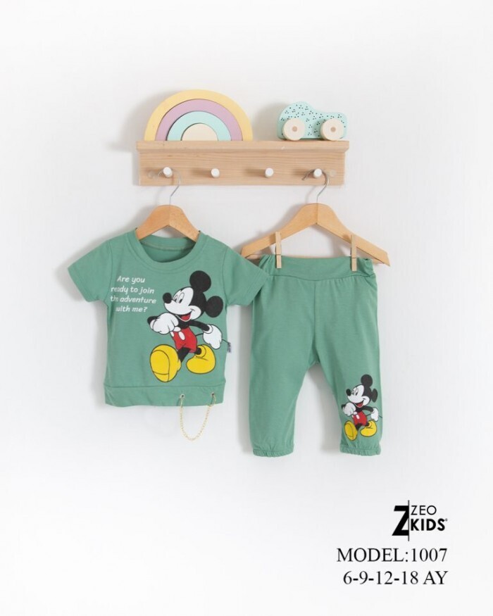 UZUN KOLLU, LASTİKLİ PAÇA, PAMUKLU,MİCKEY DESENLİ, YAZLIK KIZ ÇOCUK & BEBEK TAKIM