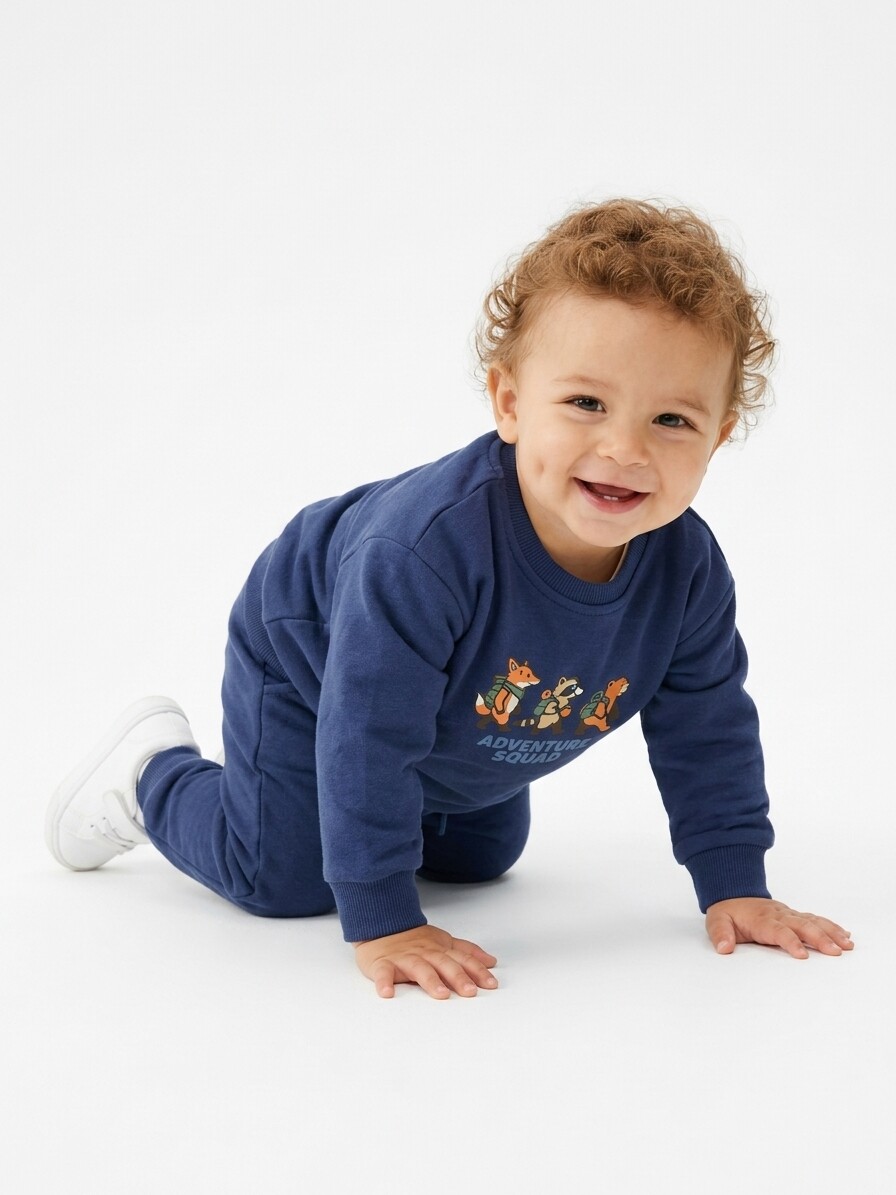 Pamuklu Sırt Figürlü Smile Detaylı Erkek Bebek 2li Takım - Görsel 6