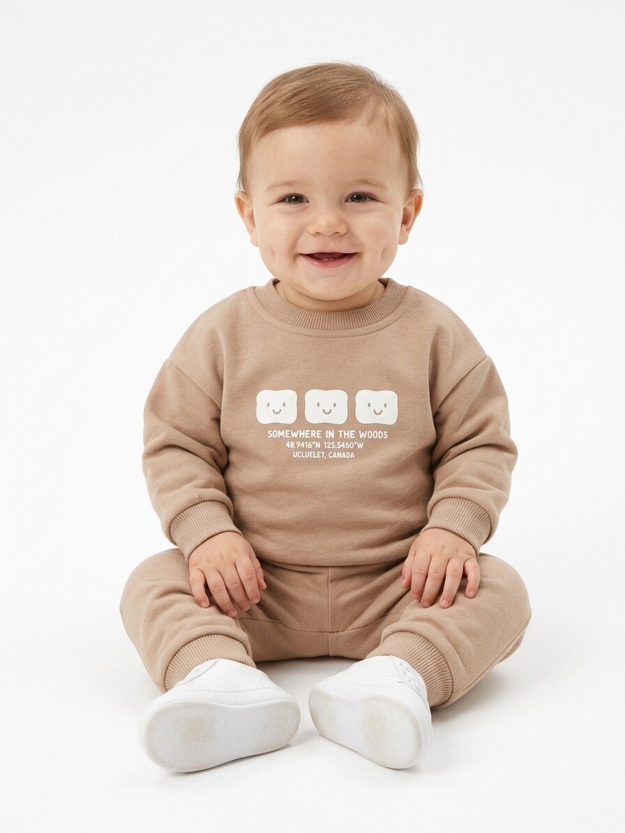 Pamuklu Sırt Figürlü Smile Detaylı Erkek Bebek 2li Takım - Görsel 2