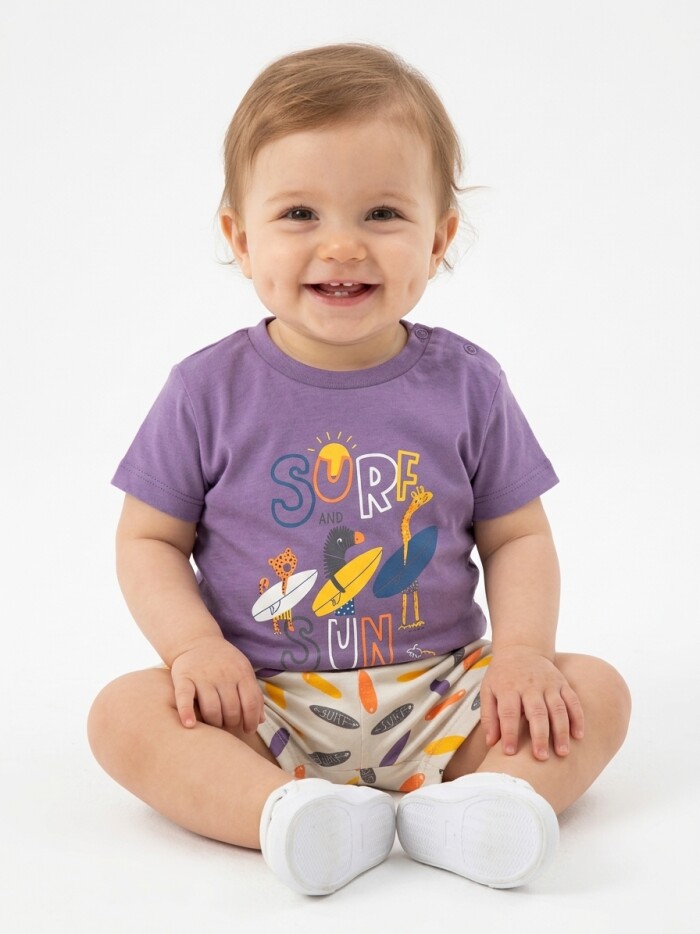 Organik Pamuklu Surf Detaylı Kız Bebek 2li Takım - Görsel 2