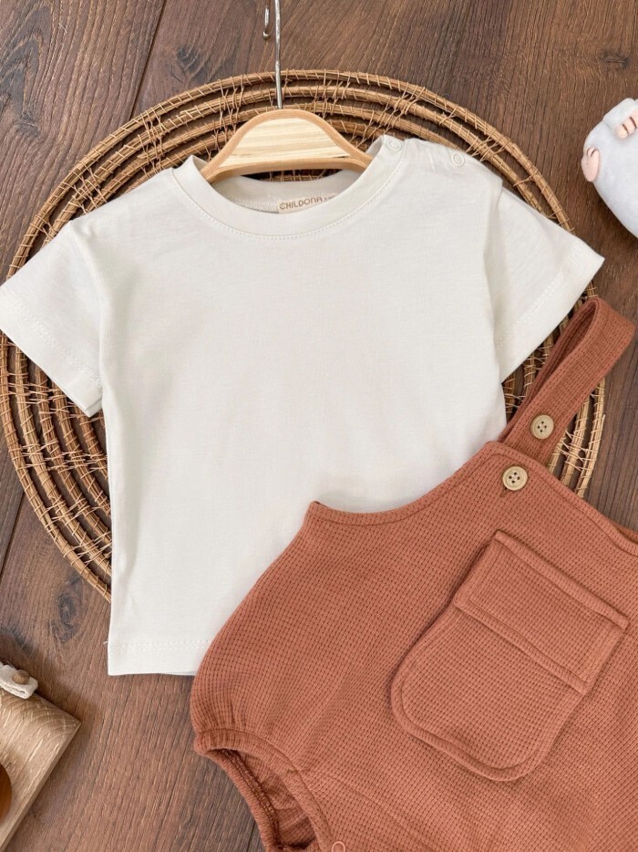 Çıtçıtlı Body Zıbın Pamuklu Cepli 2li Günlük Erkek Bebek Salopet Tulum