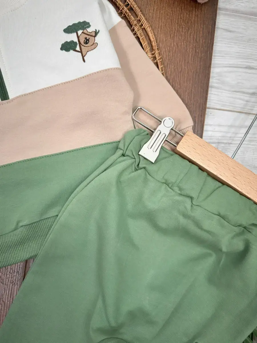 Yüksek Kalite Pamuk Fermuarlı Animal Detaylı Cepli 2li Erkek Bebek Takım