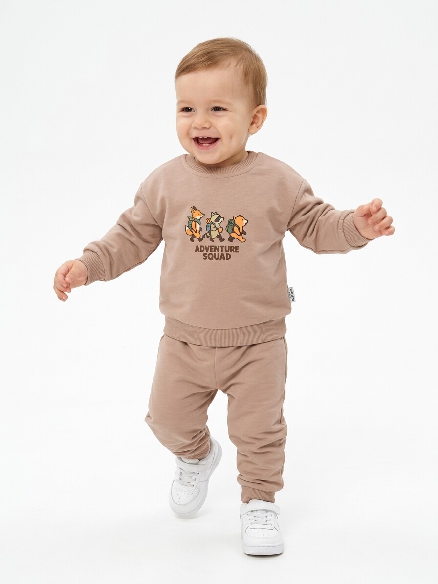 Pamuklu Sırt Figürlü Smile Detaylı Erkek Bebek 2li Takım - Görsel 5