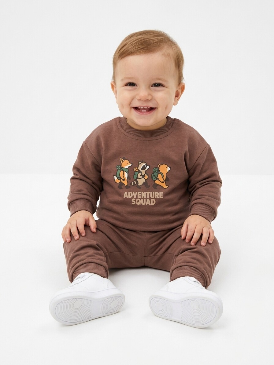 Pamuklu Sırt Figürlü Smile Detaylı Erkek Bebek 2li Takım - Görsel 6
