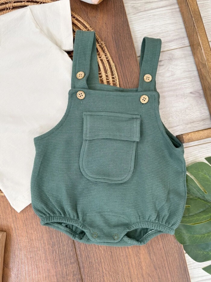 Çıtçıtlı Body Zıbın Pamuklu Cepli 2li Günlük Erkek Bebek Salopet Tulum - Görsel 4