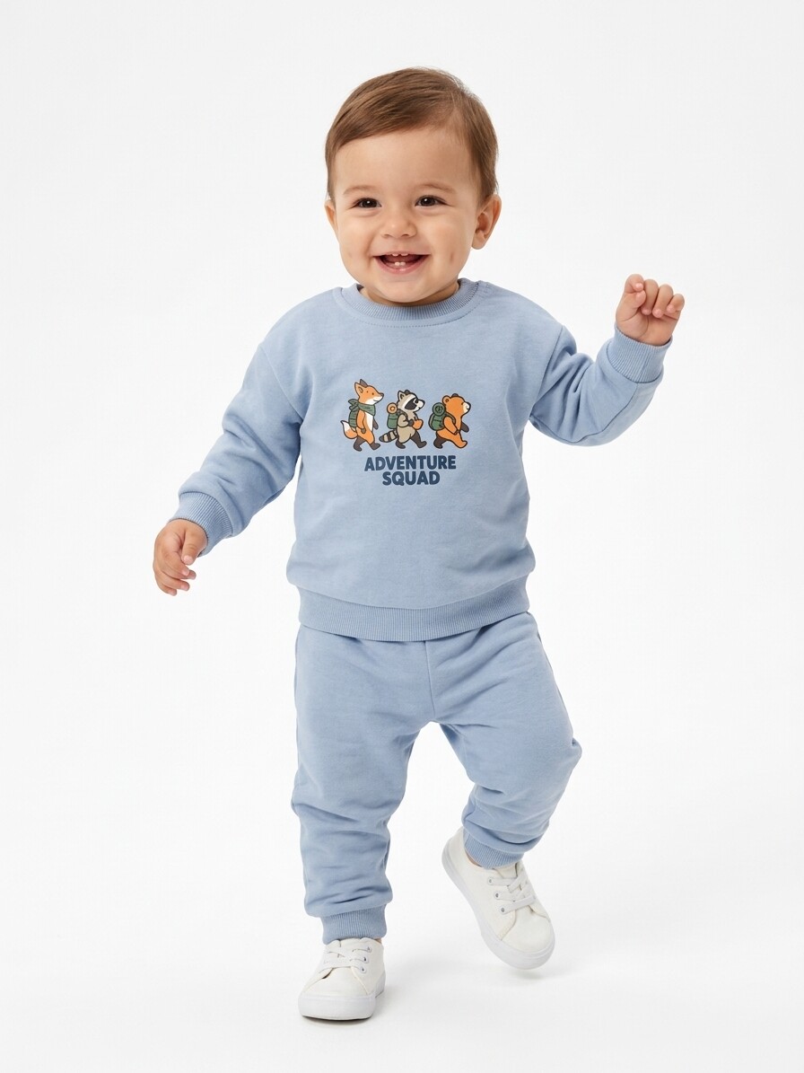 Pamuklu Sırt Figürlü Smile Detaylı Erkek Bebek 2li Takım - Görsel 5