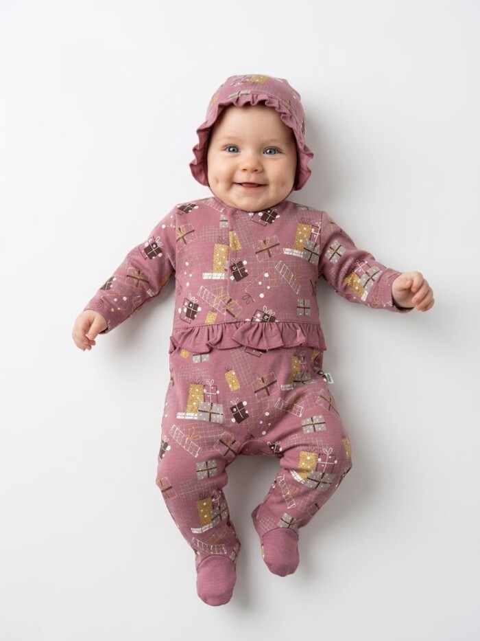 Pamuklu Mevsimlik Şapkalı Kız Bebek 2li Takım