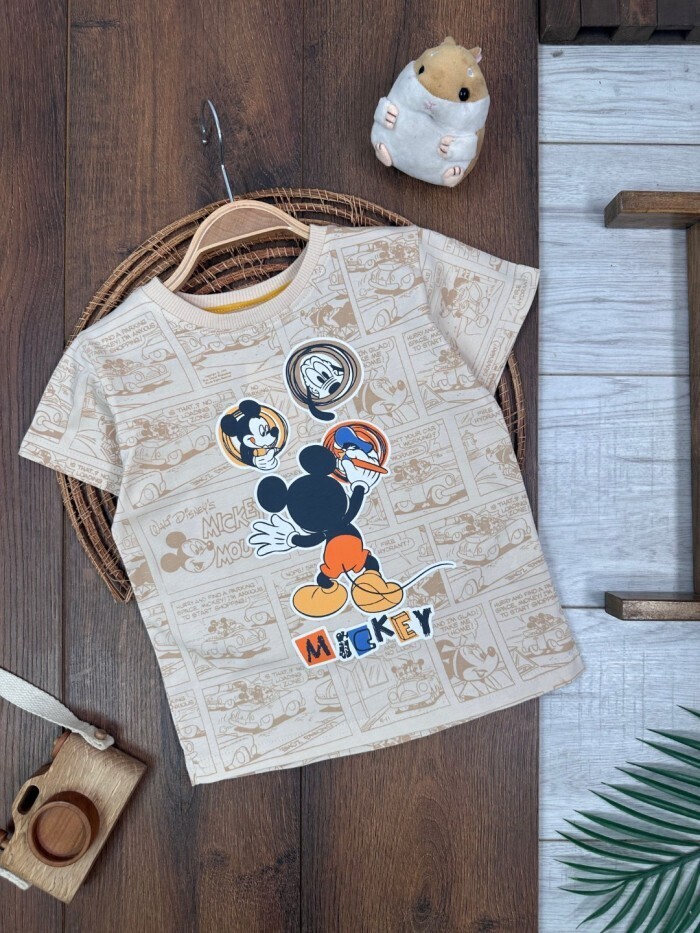 ERKEK ÇOCUK KARİKATÜR DETAYLI PAMUKLU T-SHIRT