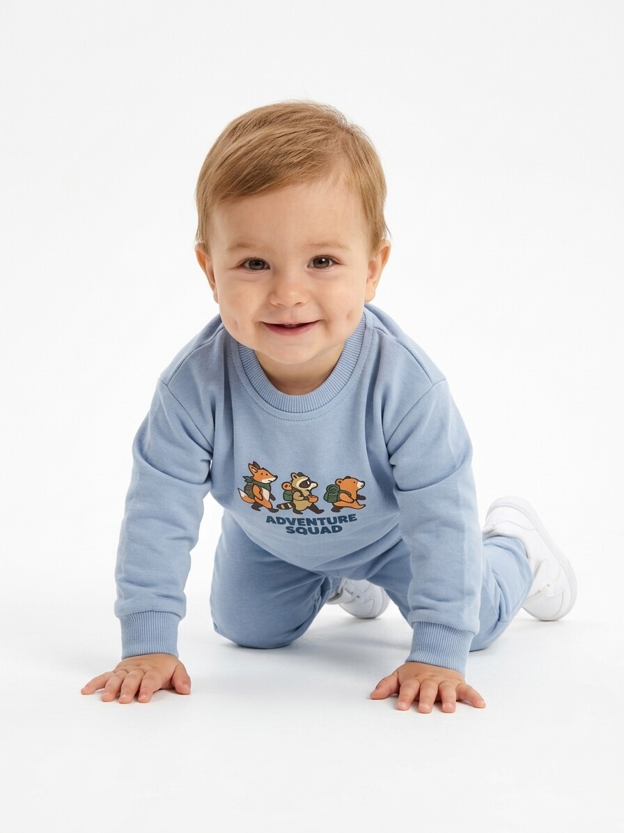 Pamuklu Sırt Figürlü Smile Detaylı Erkek Bebek 2li Takım - Görsel 6