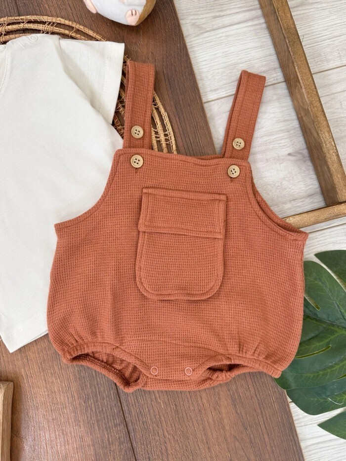 Çıtçıtlı Body Zıbın Pamuklu Cepli 2li Günlük Erkek Bebek Salopet Tulum