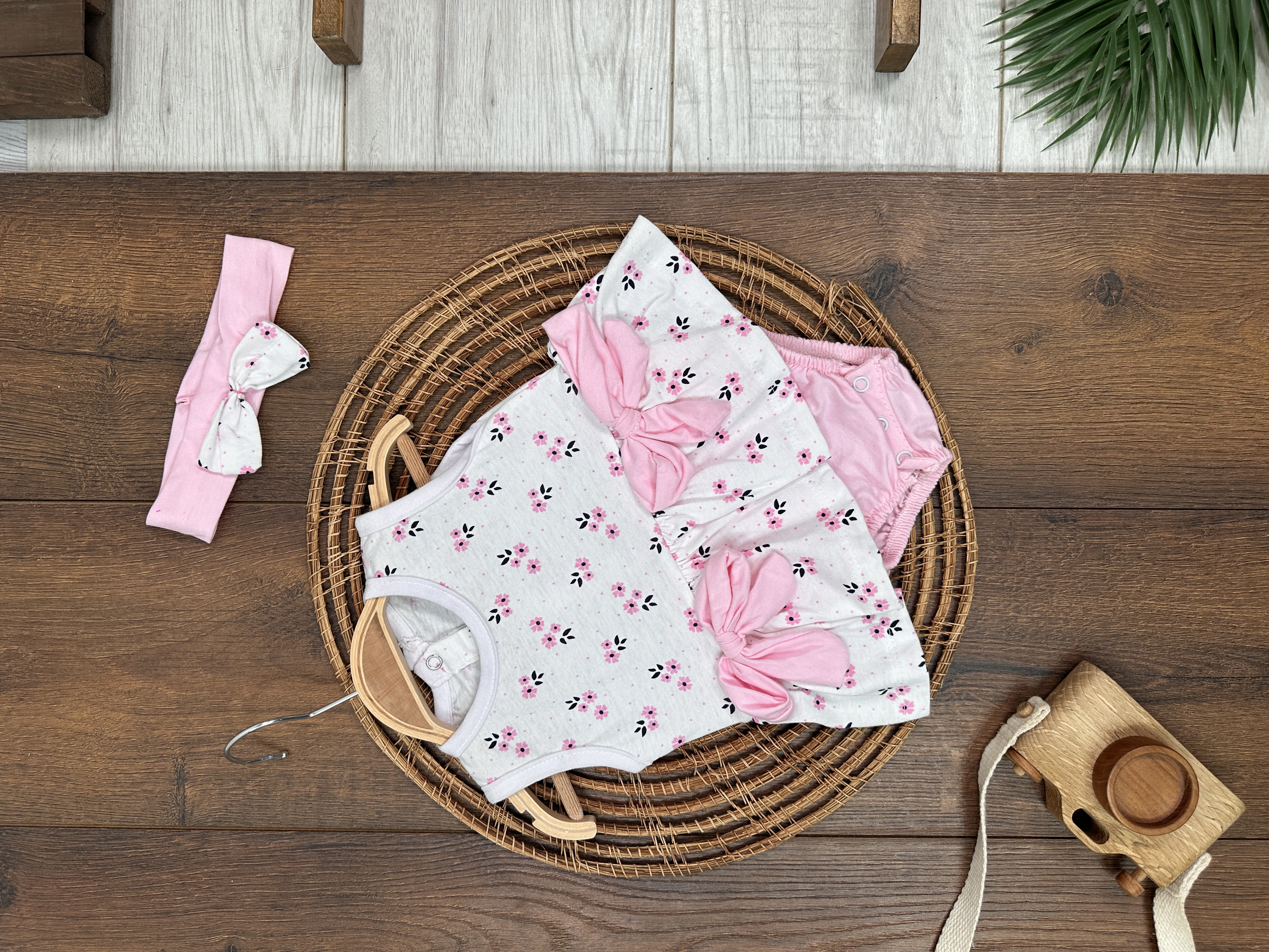 Çiçek Desenli Kaliteli Pamuklu 2lİ Kız Bebek Takım