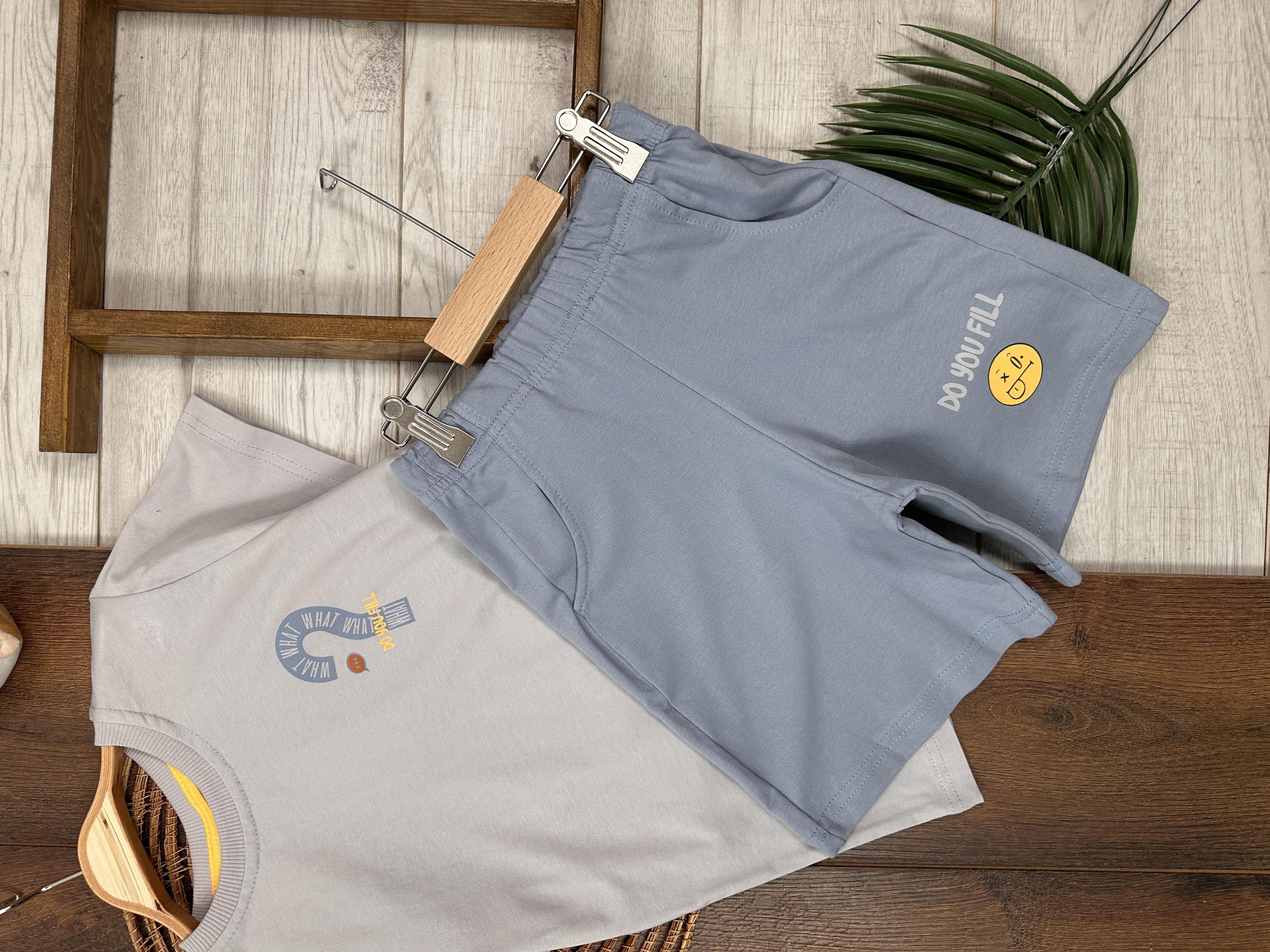 Yazlık Pamuklu Baskılı T-Shirt ve Şort Erkek Çocuk 2li Takım - Görsel 3