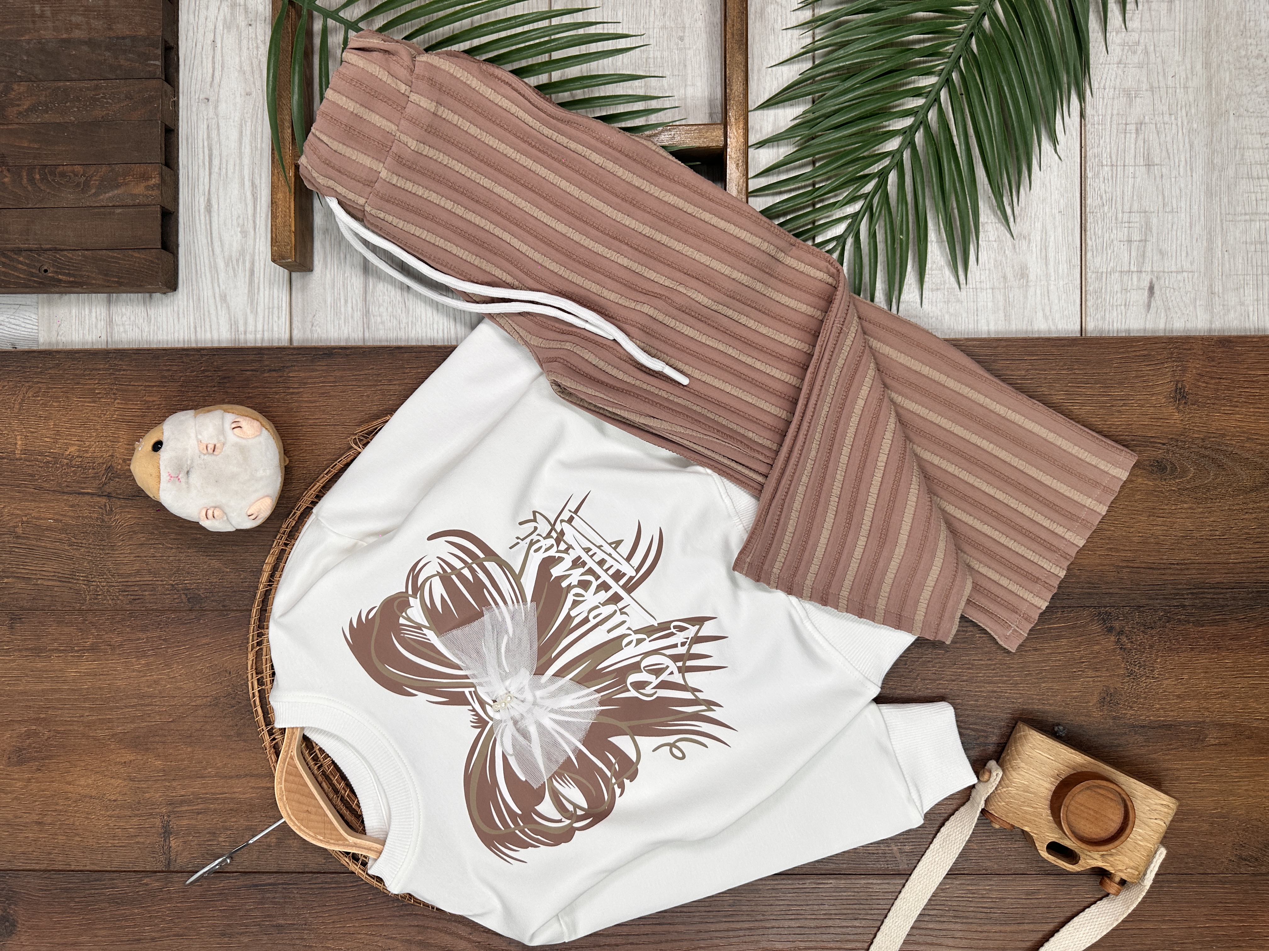 Pamuk Rüya Desenli Kız Bebek 2li Takım