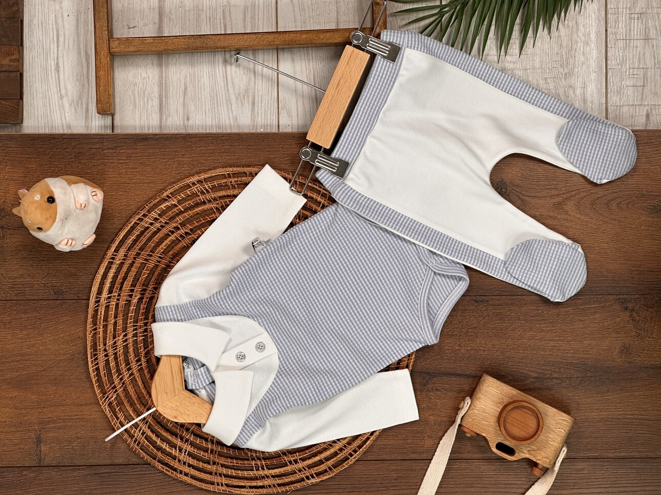 Pamuklu Polo Yaka Alttan Çıtçıtlı Erkek Bebek 2li Takım