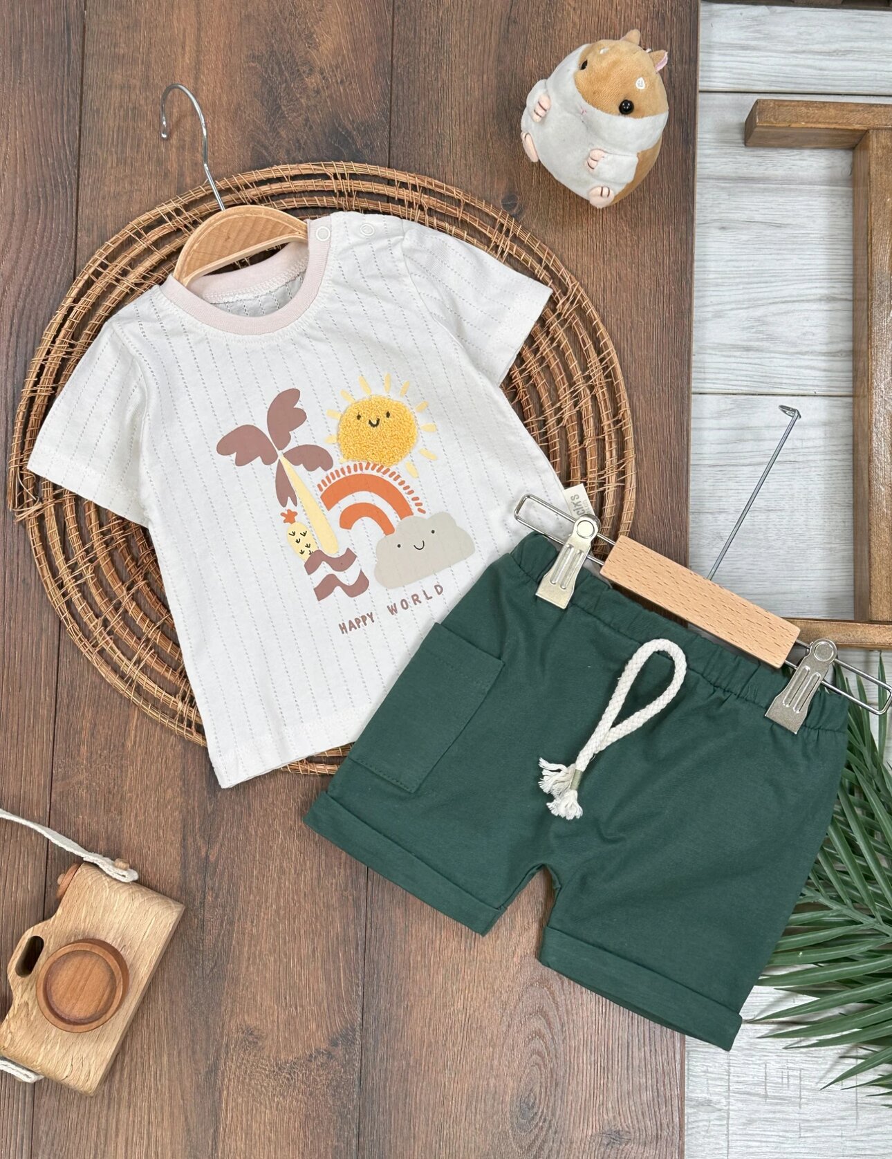 Pamuklu Yazlık Şortlu Erkek Bebek 2li Takım