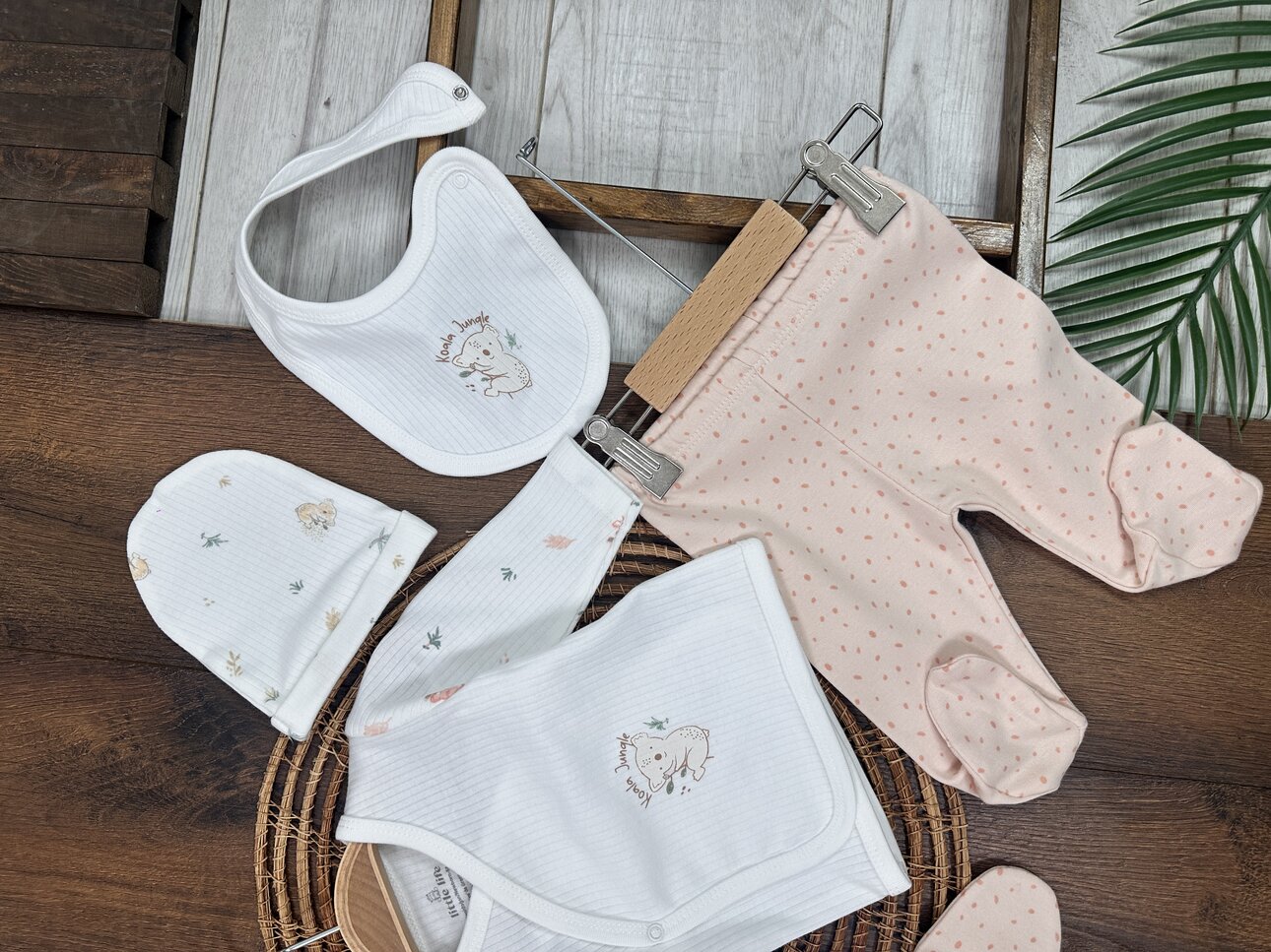 Pamuklu Koala Desenli 5li Unisex Bebek Hastane Çıkış Seti - Görsel 5