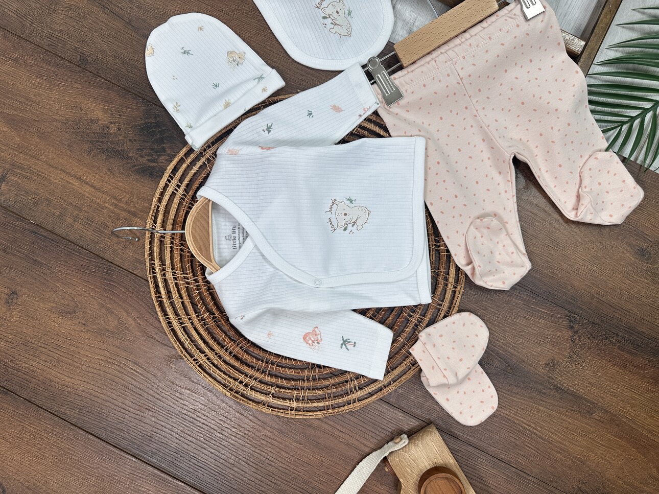 Pamuklu Koala Desenli 5li Unisex Bebek Hastane Çıkış Seti - Görsel 3