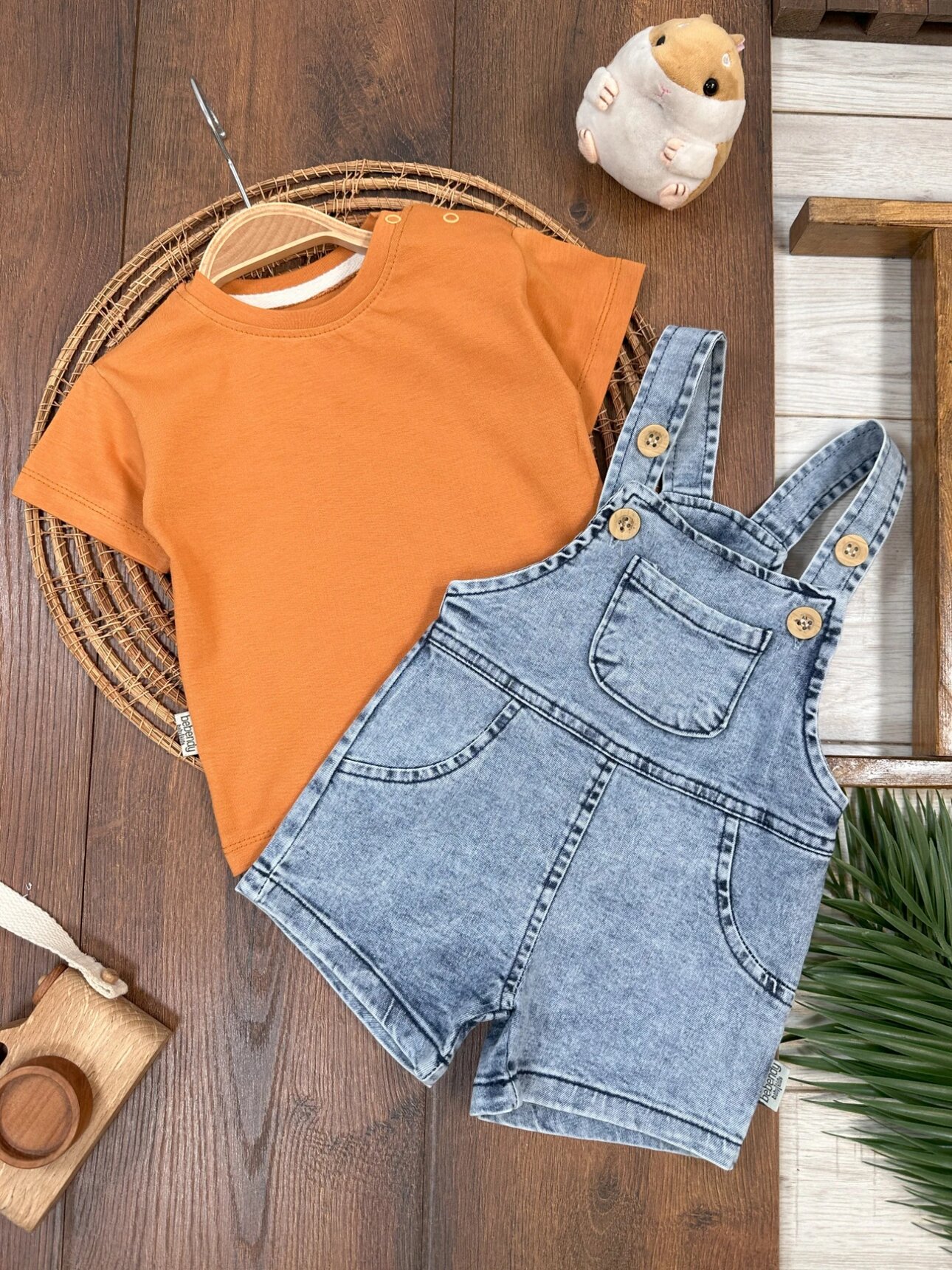 Pamuklu Kaliteli Denim Detaylı 2li Erkek Bebek Takım