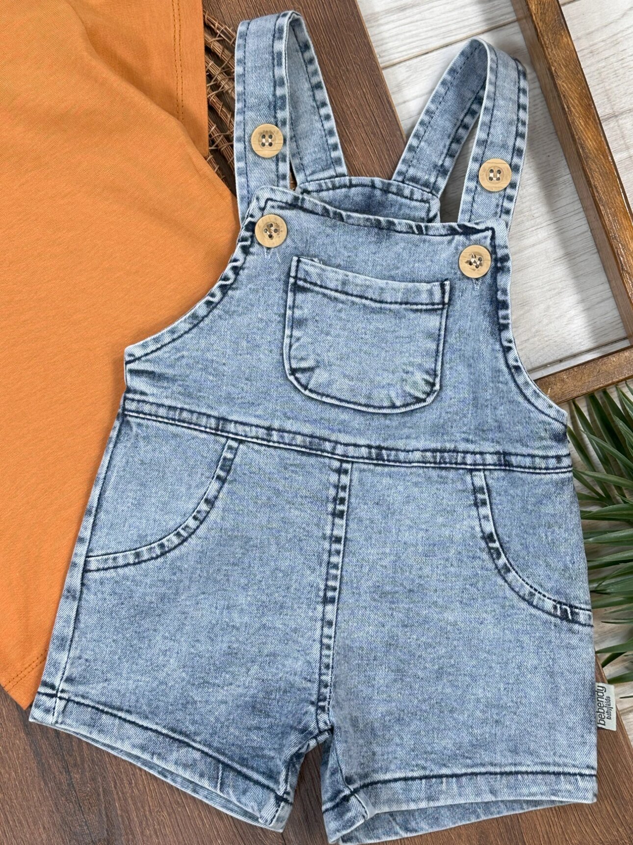 Pamuklu Kaliteli Denim Detaylı 2li Erkek Bebek Takım - Görsel 2