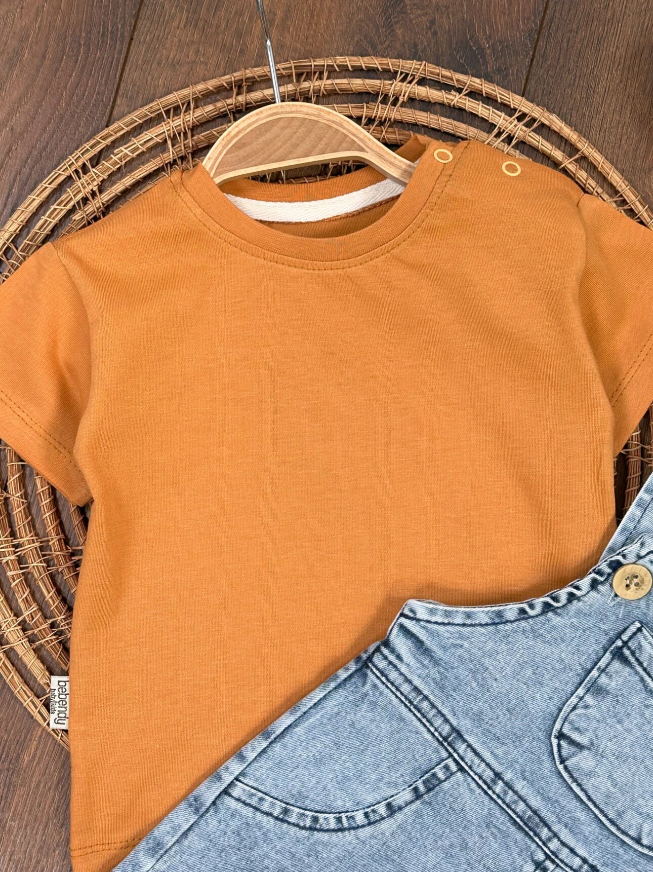 Pamuklu Kaliteli Denim Detaylı 2li Erkek Bebek Takım - Görsel 3