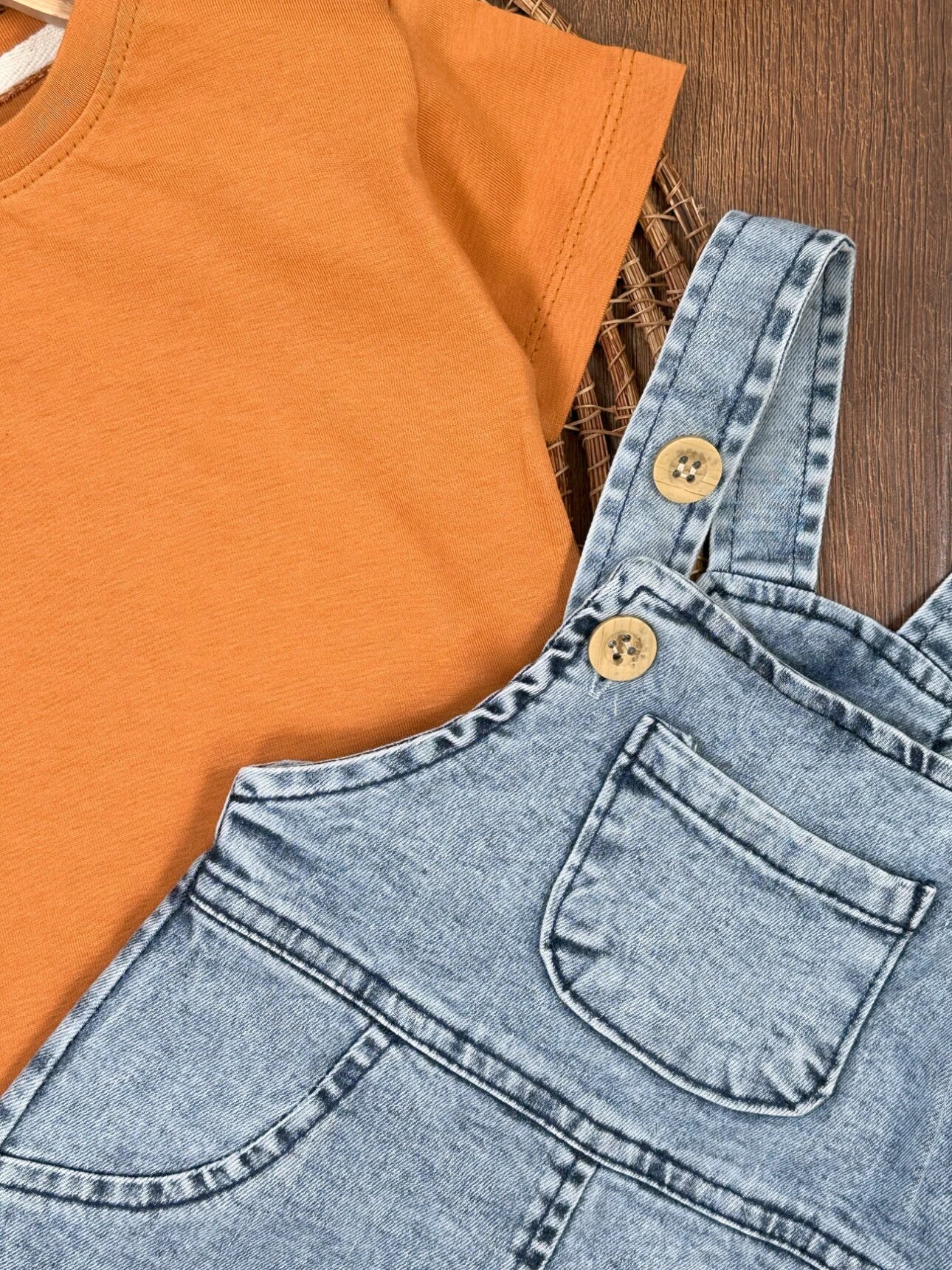 Pamuklu Kaliteli Denim Detaylı 2li Erkek Bebek Takım - Görsel 4