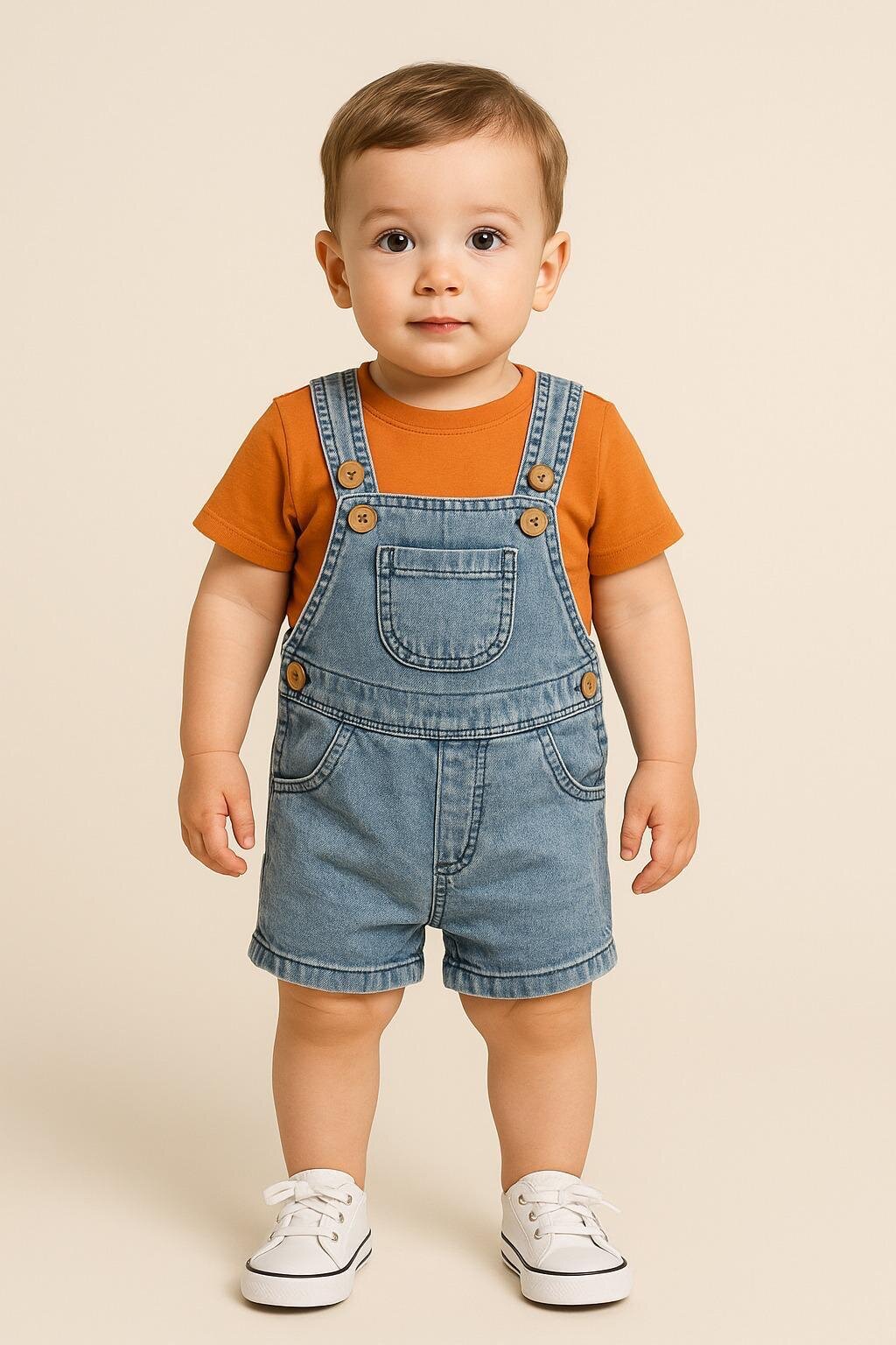 Pamuklu Kaliteli Denim Detaylı 2li Erkek Bebek Takım - Görsel 5