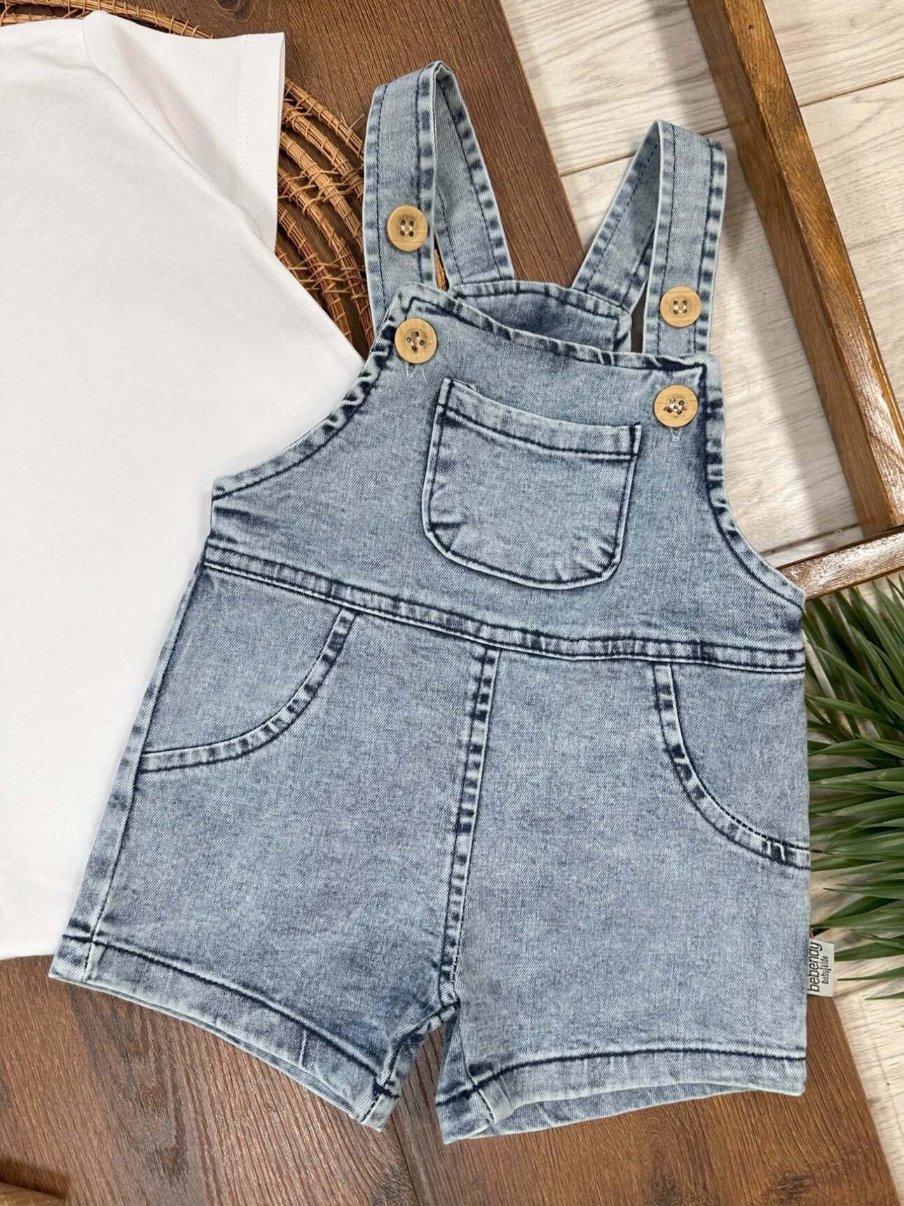 Kot Kumaş Şık Askılı 2li Erkek Bebek Takım - Görsel 4