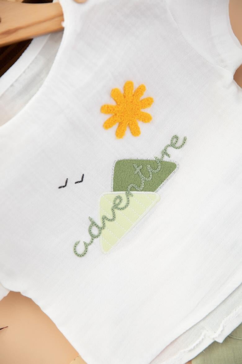 Yazlık Pamuklu Müslin Kumaş Şortlu 2li Kız Bebek Takım