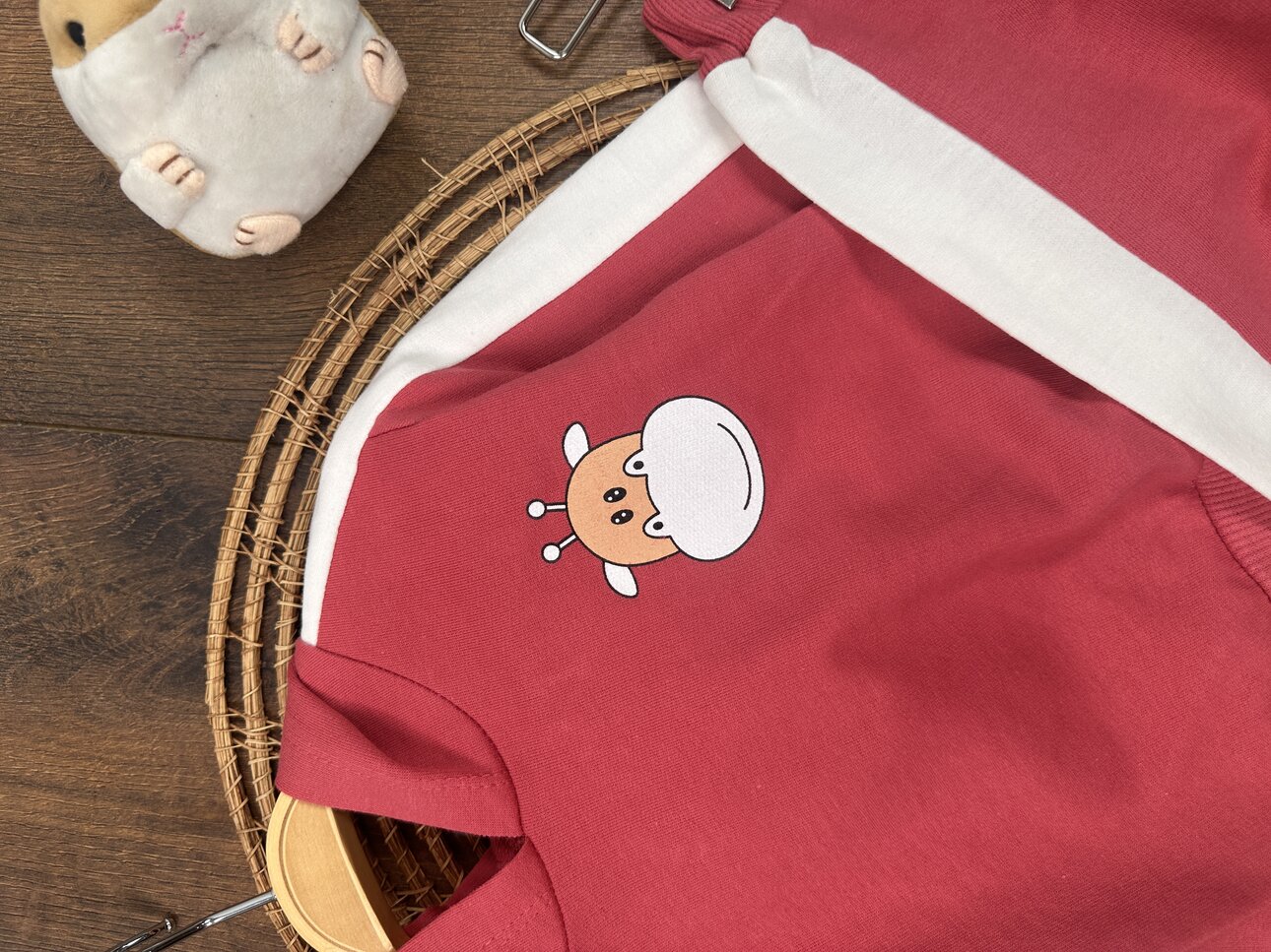Pamuklu Kapüşonlu Unisex Bebek 2li Takım - Detay Görseli 2