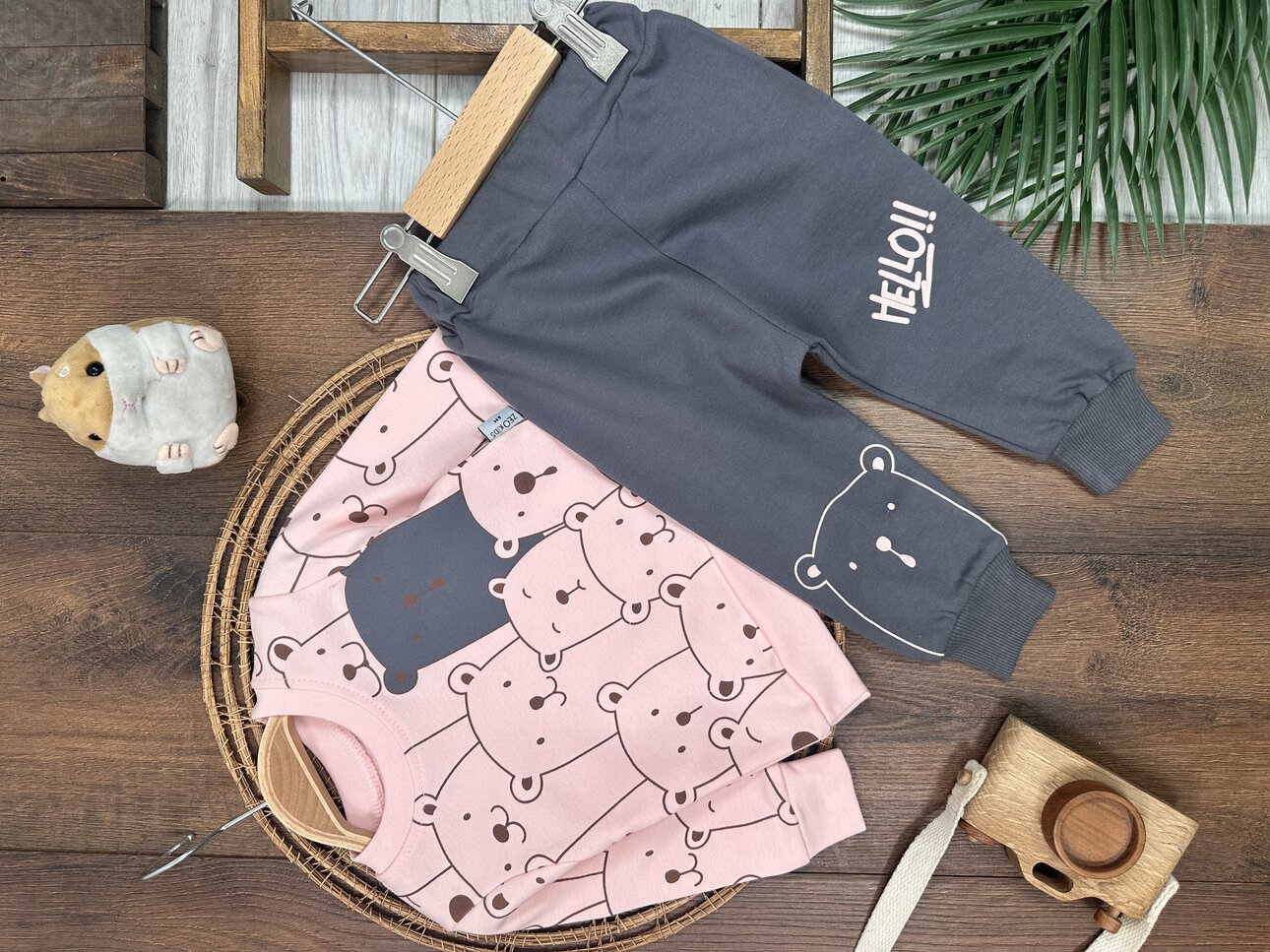 Pamuklu Mevsimlik Bisiklet Yaka 2li Kız Bebek Takım