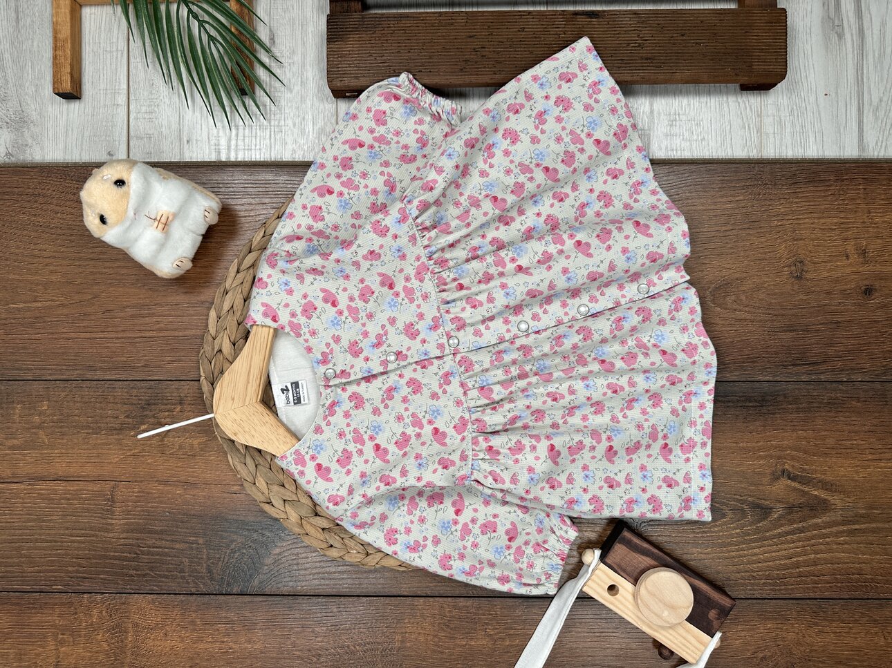 Pamuklu Çiçek Desenli Kız Bebek Elbise