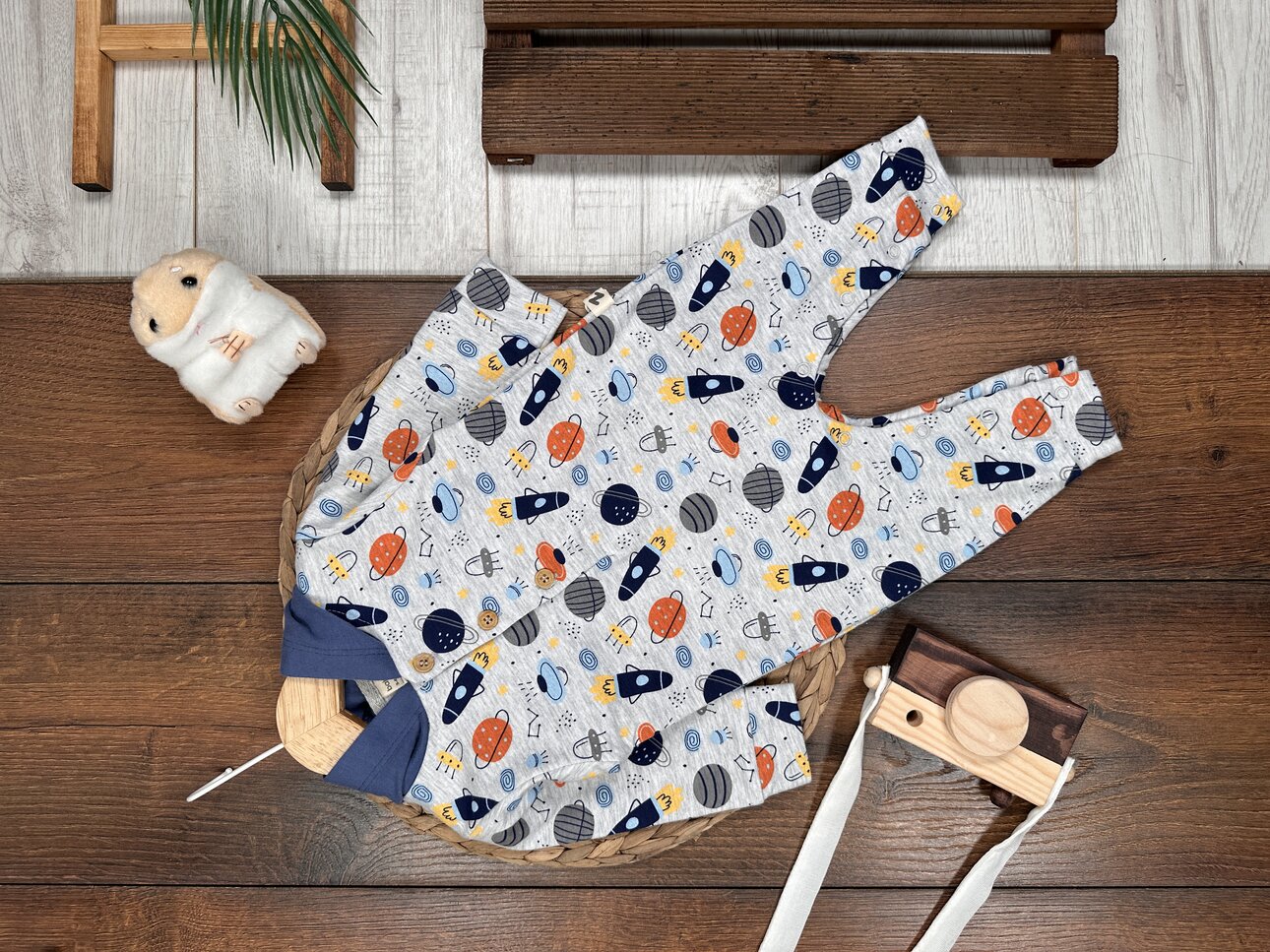 Pamuklu Uzay Desenli İkili Erkek Bebek Takım