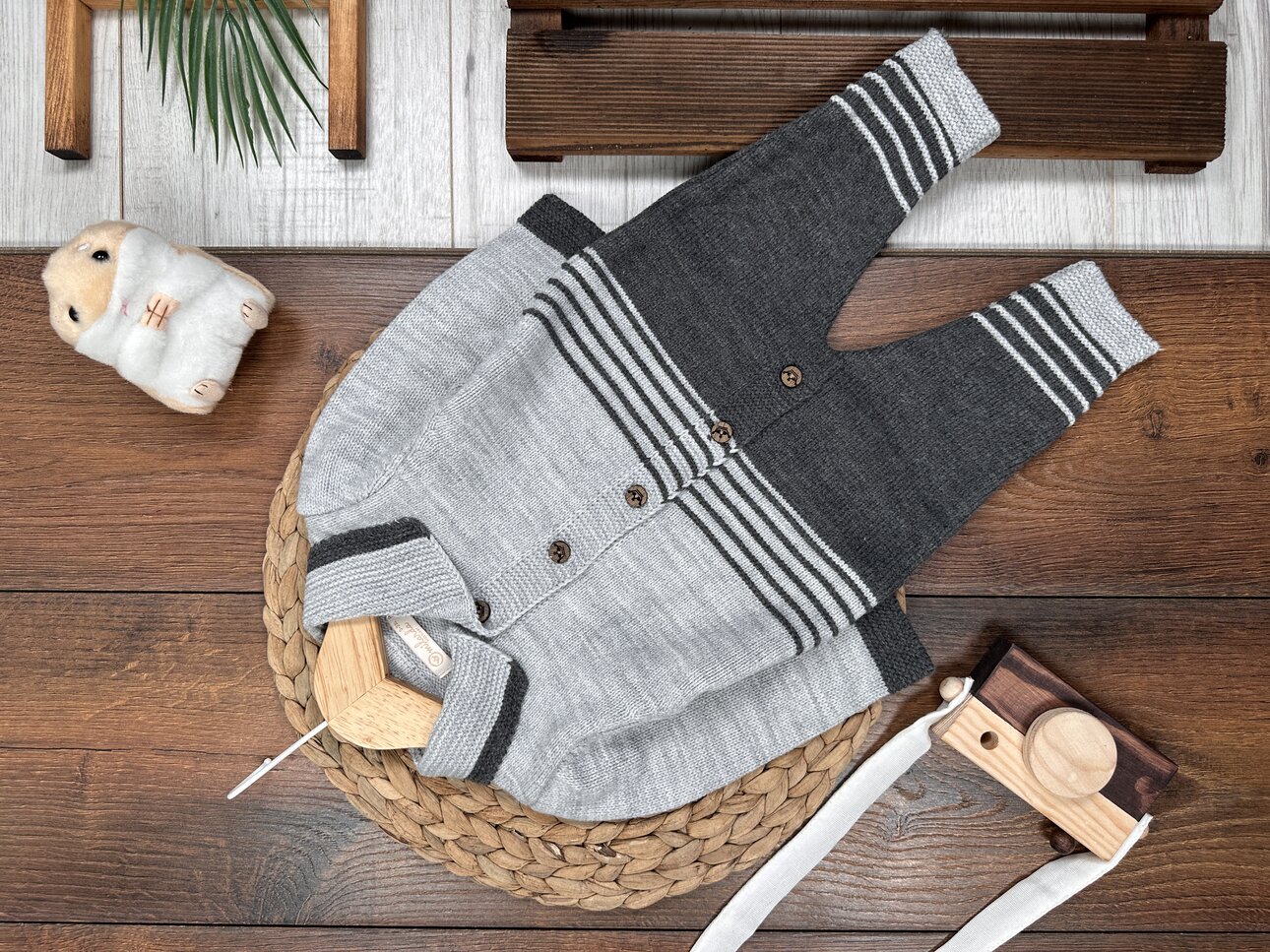 Kışlık Pamuklu Yumuşak Triko Erkek Bebek Tulum