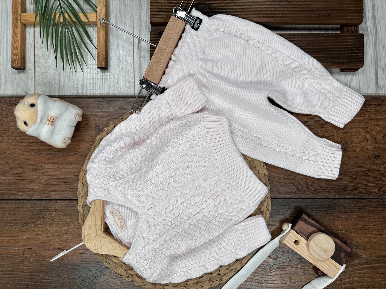 Örgü Detaylı Yumuşak 2li Kız Bebek Takım