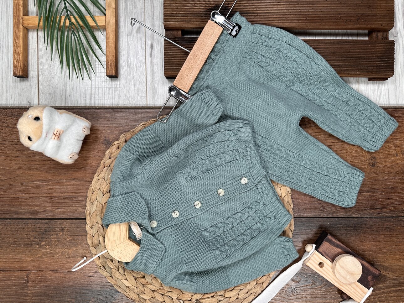 Triko Düğmeli Yumuşak Pamuklu 2li Erkek Bebek Takım