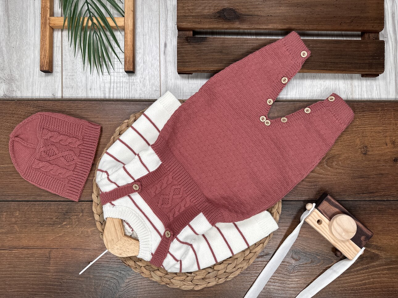 Pamuklu Triko Şapkalı Tulum 2li Kız Bebek Takım