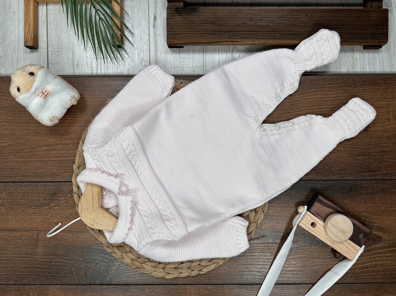 Kışlık Pamuklu Yumuşak Triko Kız Bebek Tulum - Görsel 5