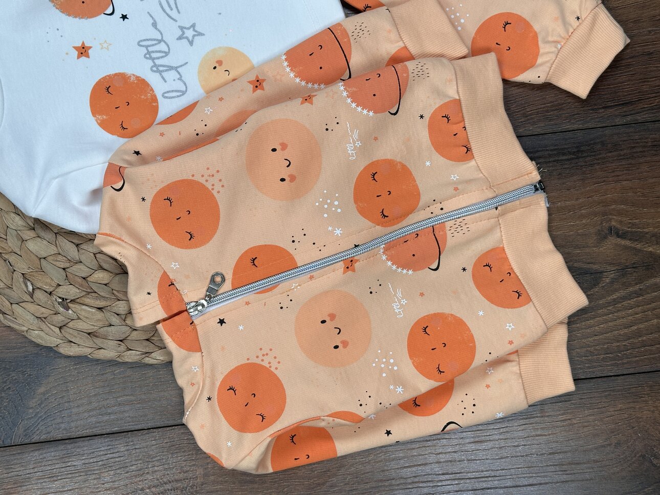 Pamuklu Gezegen  Desenli Fermuarlı 3lü Kız Bebek Takım - Görsel 2