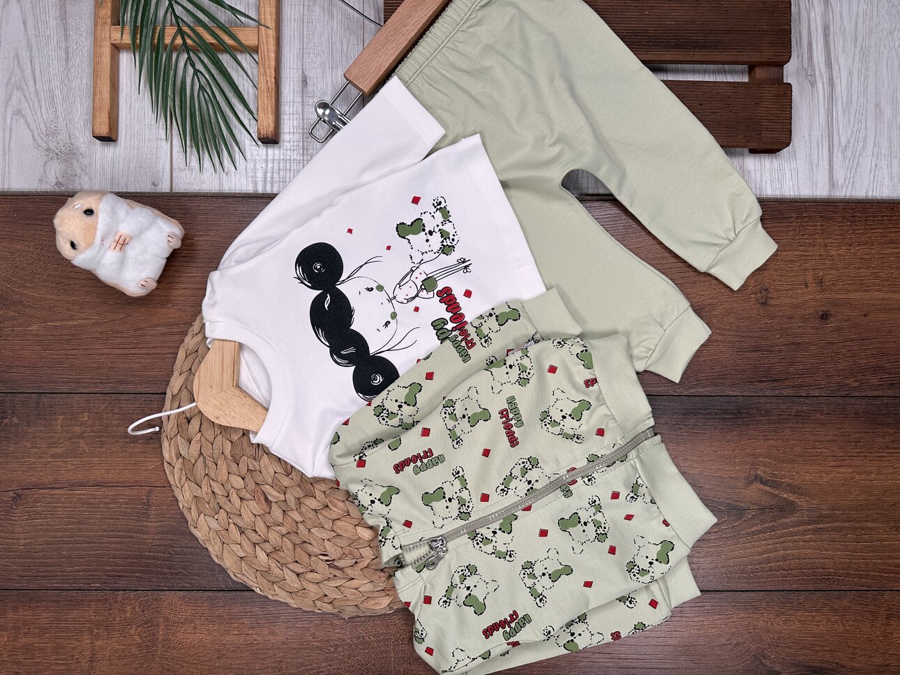 Pamuklu Hırkalı 3lu Kız Bebek Takım