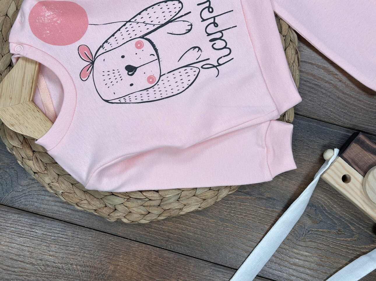 Pamuklu Bisiklet Yaka 2li Kız Bebek Takım - Detay Görseli 2