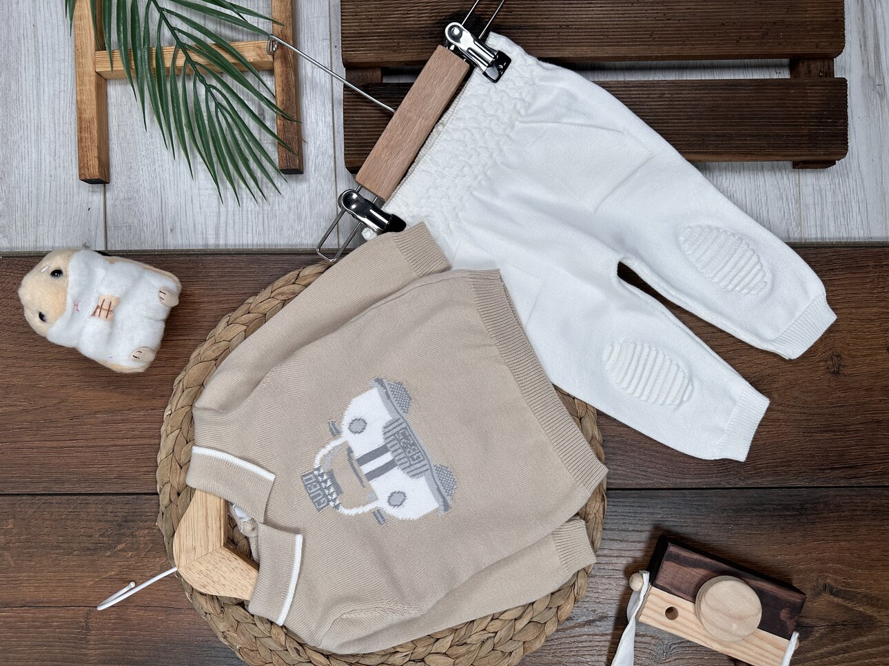 Pamuklu Bebe Yaka Premium 2li Erkek Bebek Takım