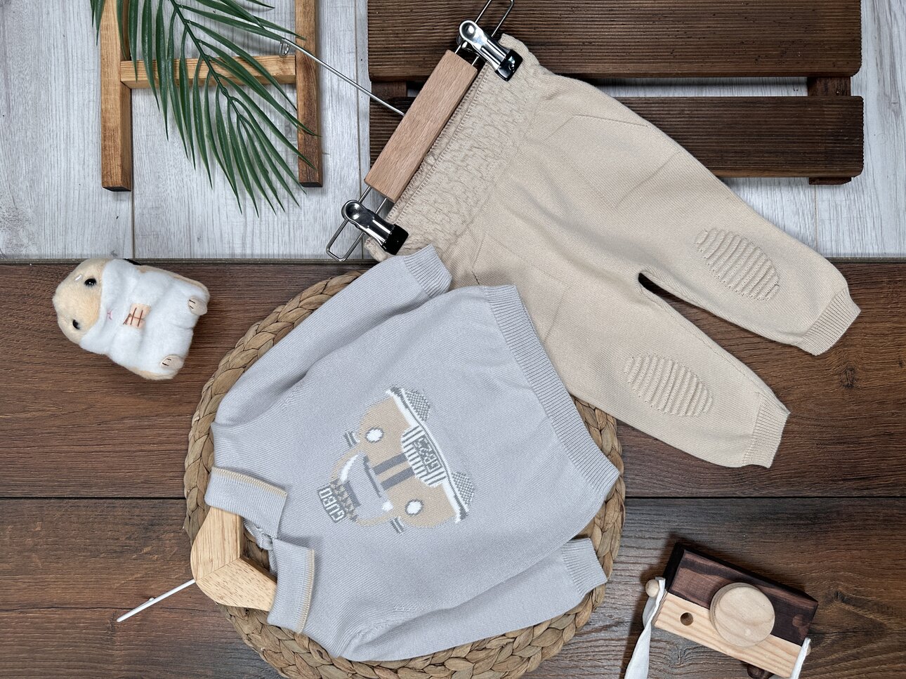 Pamuklu Araba Detaylı Bebe Yaka Premium 2li Erkek Bebek Takım